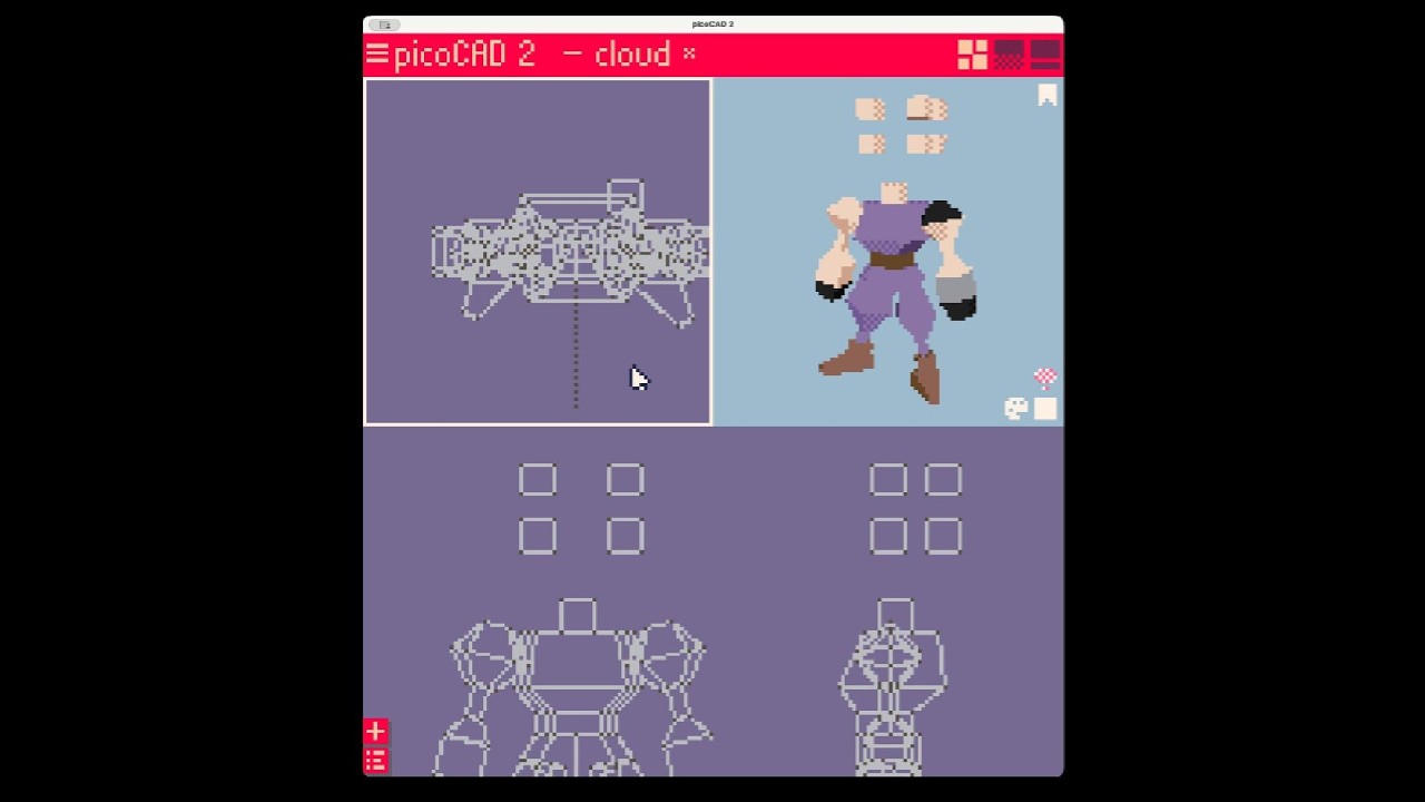 Making Cloud Strife from Final Fantasy 7 in picoCAD 2